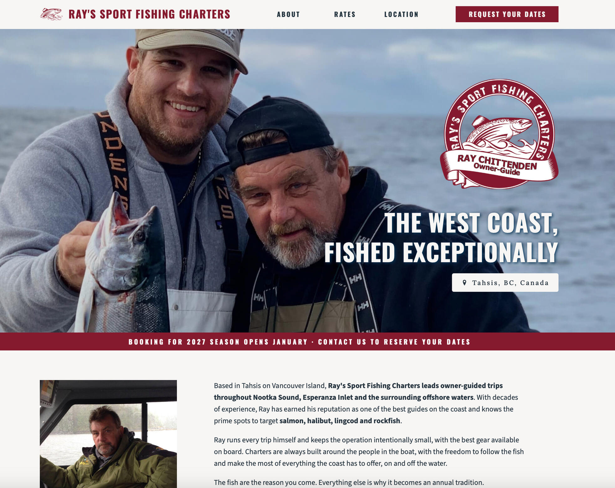 Ray's Sport Fishing Charters website homepage Ray's Sport Fishing Charters website homepage